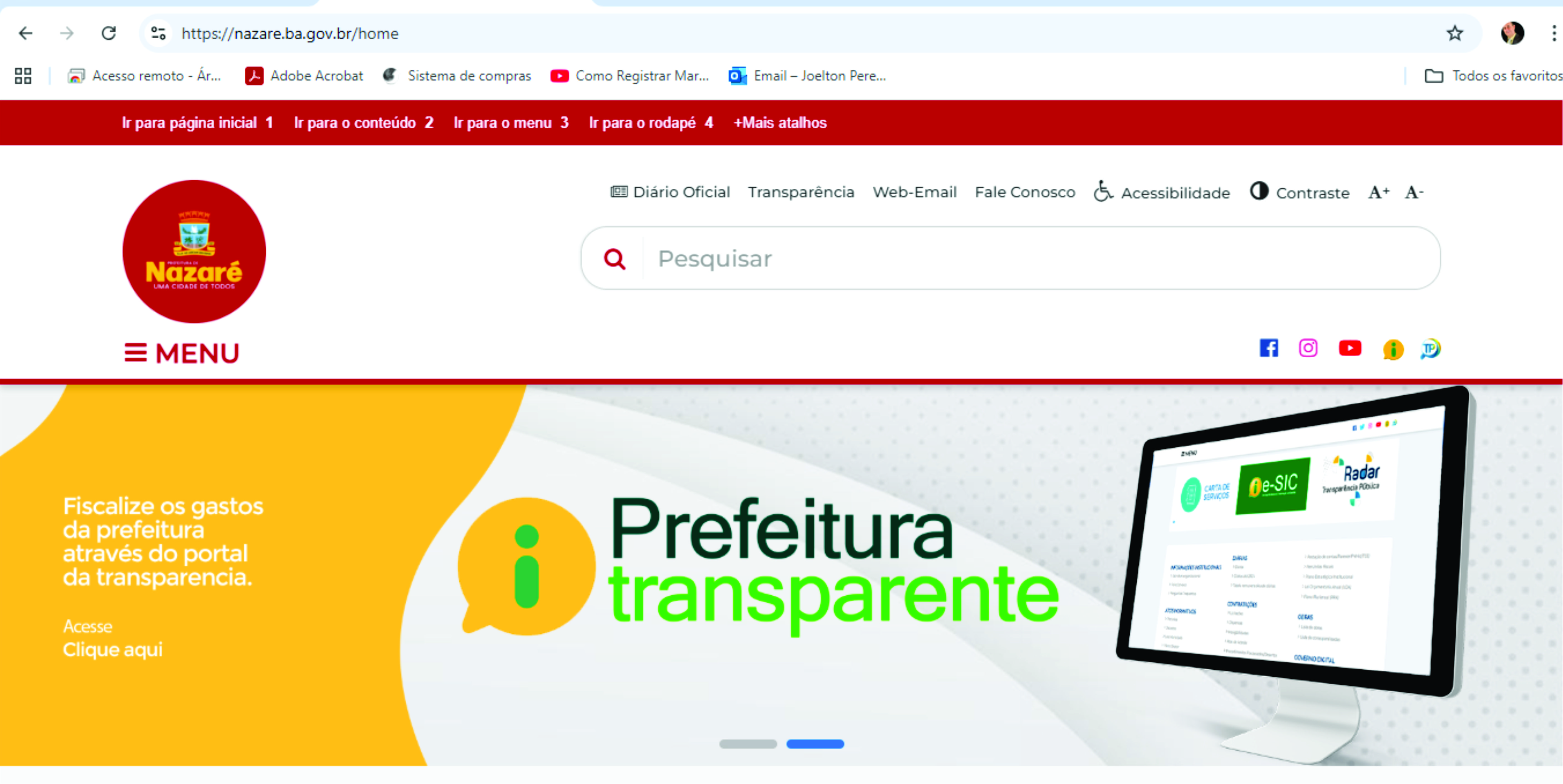 Portal da Prefeitura Municipal de Nazaré, Bahia
